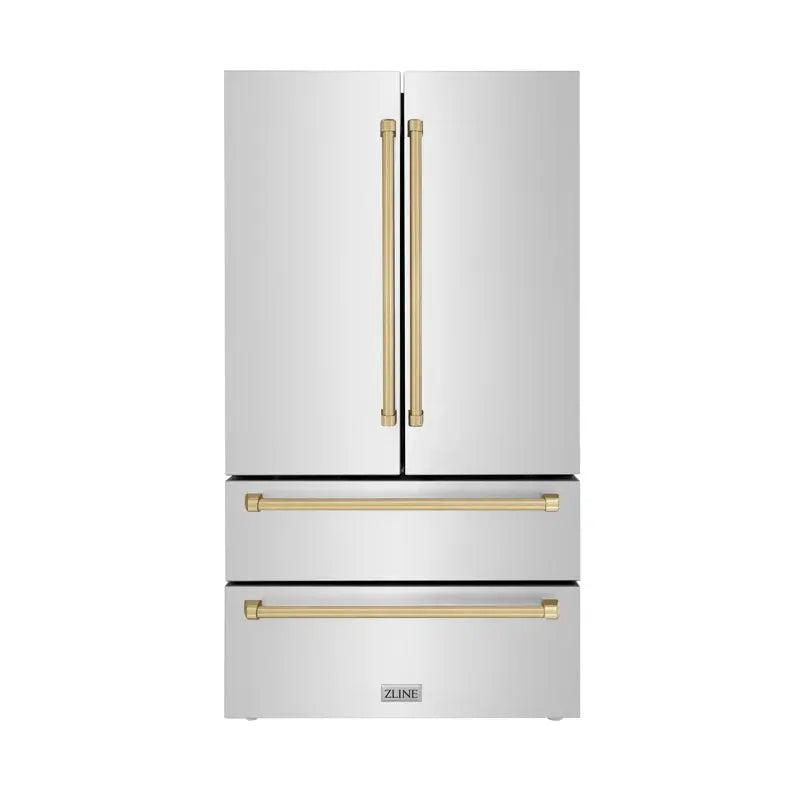 ZLINE 36" Autograph Edition 22.5 Cu. Ft Freestanding French Door Refrigerator with Ice Maker in Fingerprint | Fridge.com