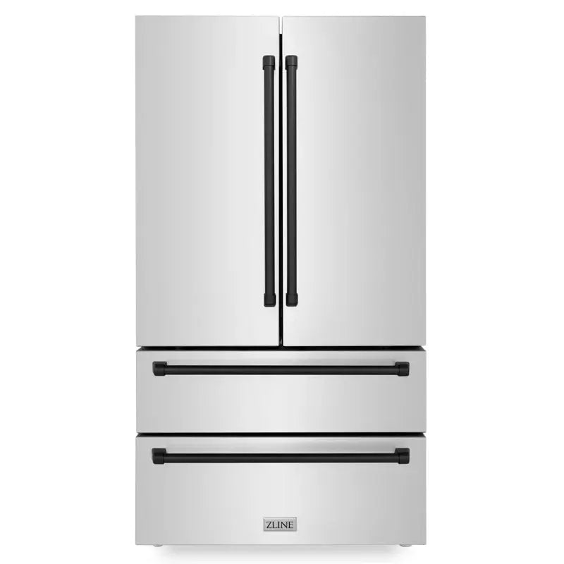 ZLINE 36" Autograph Edition 22.5 Cu. Ft Freestanding French Door Refrigerator with Ice Maker in Fingerprint | Fridge.com