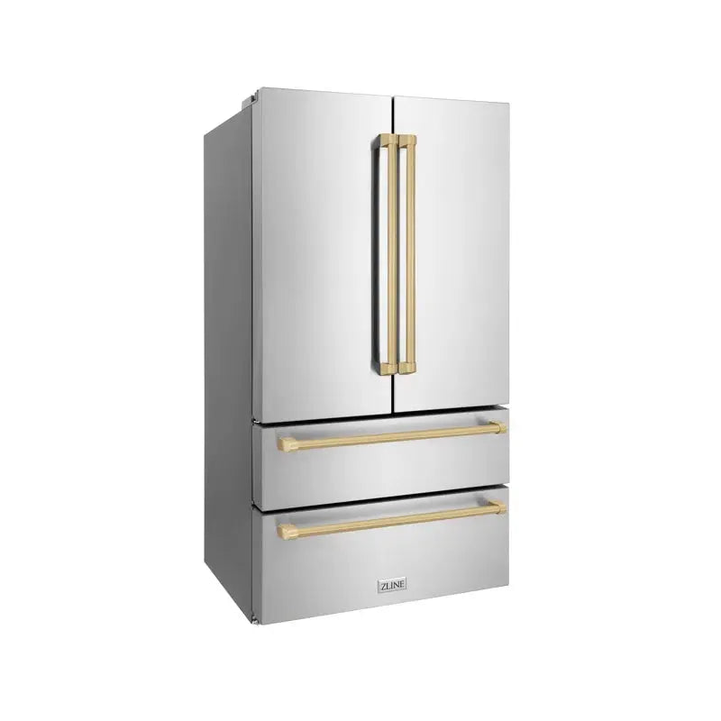 ZLINE 36" Autograph Edition 22.5 Cu. Ft Freestanding French Door Refrigerator with Ice Maker in Fingerprint | Fridge.com