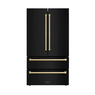 ZLINE 36" Autograph Edition 22.5 Cu. Ft Freestanding French Door Refrigerator with Ice Maker in Fingerprint | Fridge.com