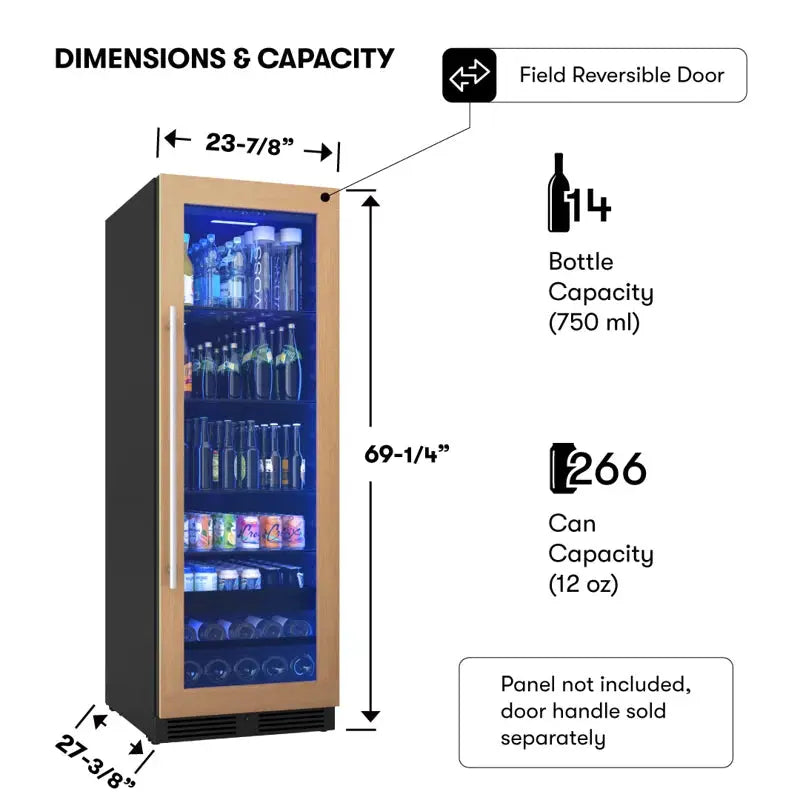 Zephyr Presrv 24 In. 14-Bottle and 266-Can Single Zone Full Size Panel Ready Beverage Cooler | Fridge.com