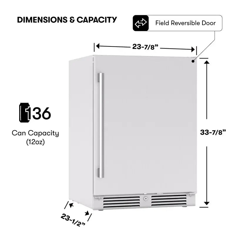 Zephyr Presrv 24" 136 Cans (12 Oz.) Outdoor Rated Convertible Beverage Refrigerator | Fridge.com