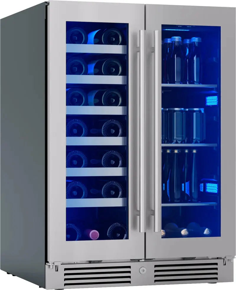 Zephyr Presrv 24" 21-Bottle and 64-Can Dual Zone Wine and Beverage Cooler | Fridge.com