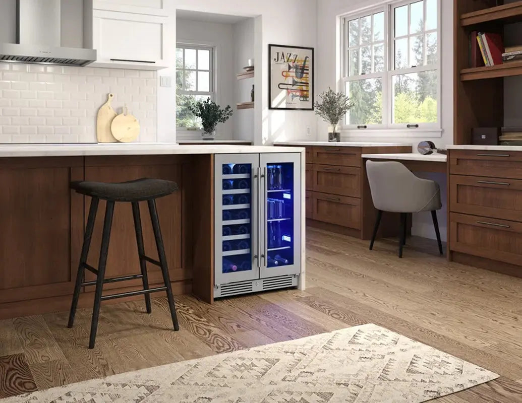 Zephyr Presrv 24" 21-Bottle and 64-Can Dual Zone Wine and Beverage Cooler | Fridge.com