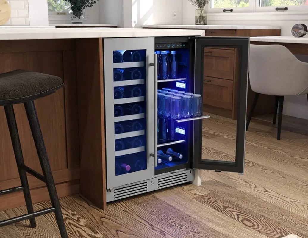 Zephyr Presrv 24" 21-Bottle and 64-Can Dual Zone Wine and Beverage Cooler | Fridge.com