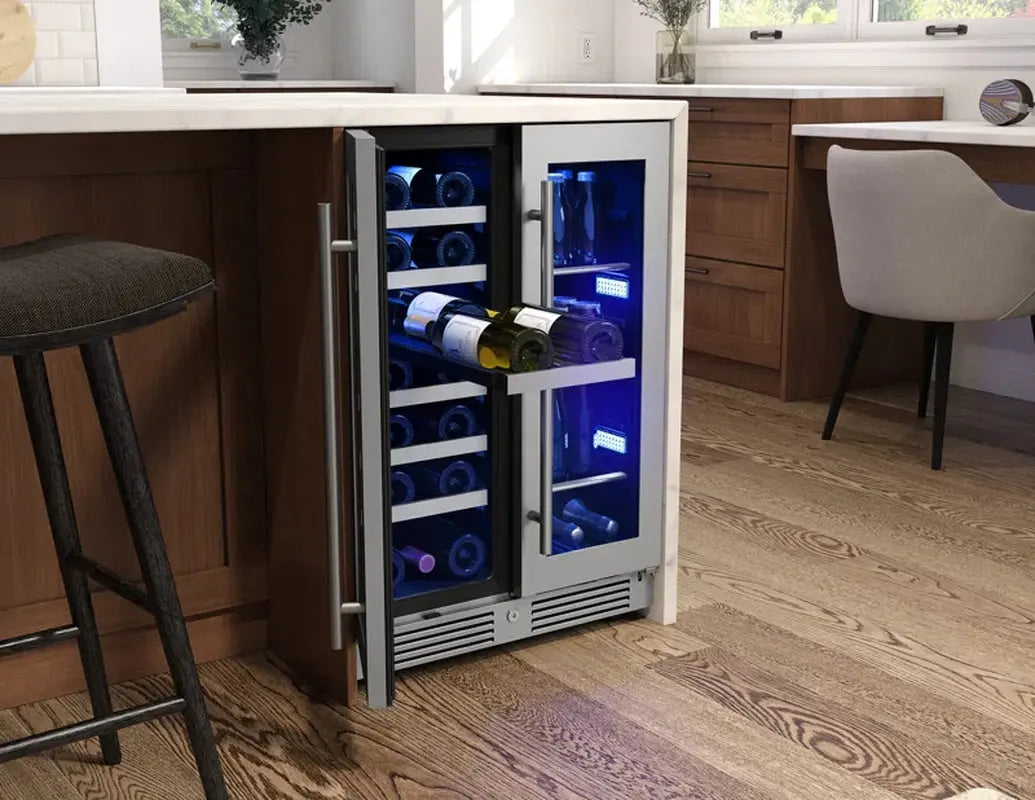 Zephyr Presrv 24" 21-Bottle and 64-Can Dual Zone Wine and Beverage Cooler | Fridge.com