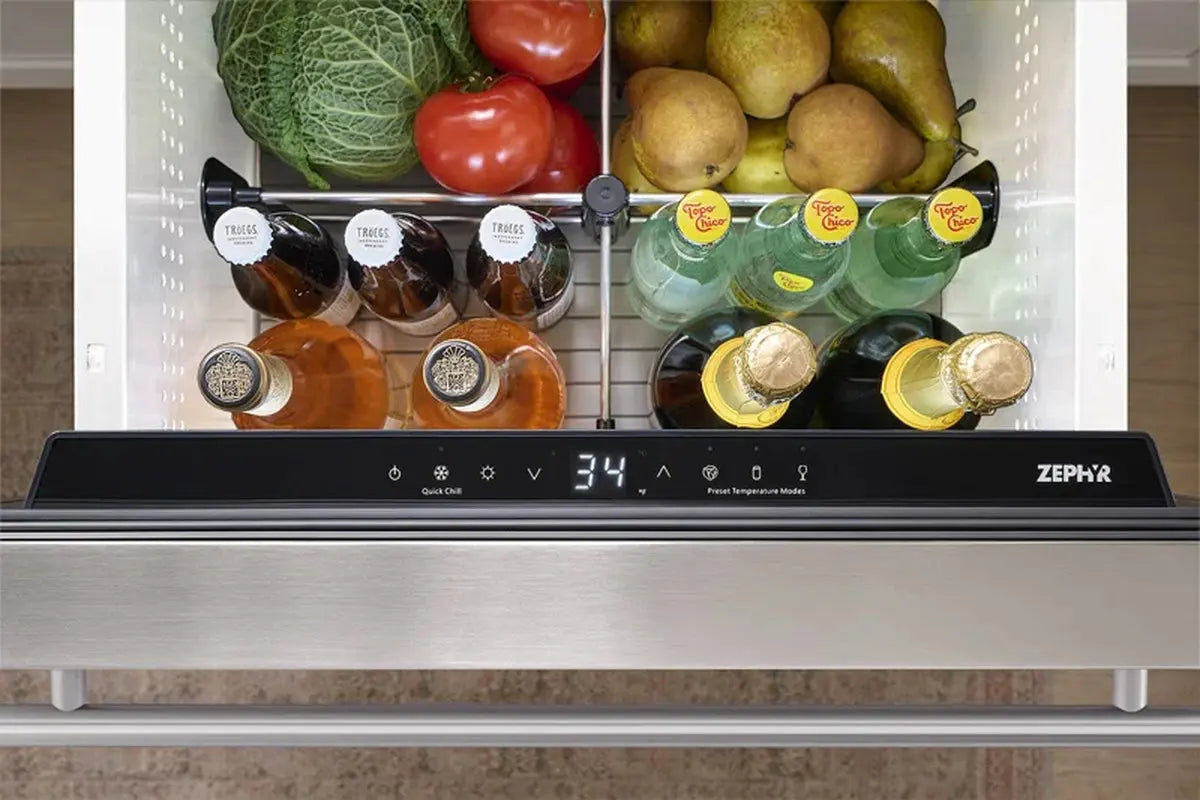 Zephyr Presrv 24" Stainless Steel Built-In Single Zone Refrigerator Drawers | Fridge.com