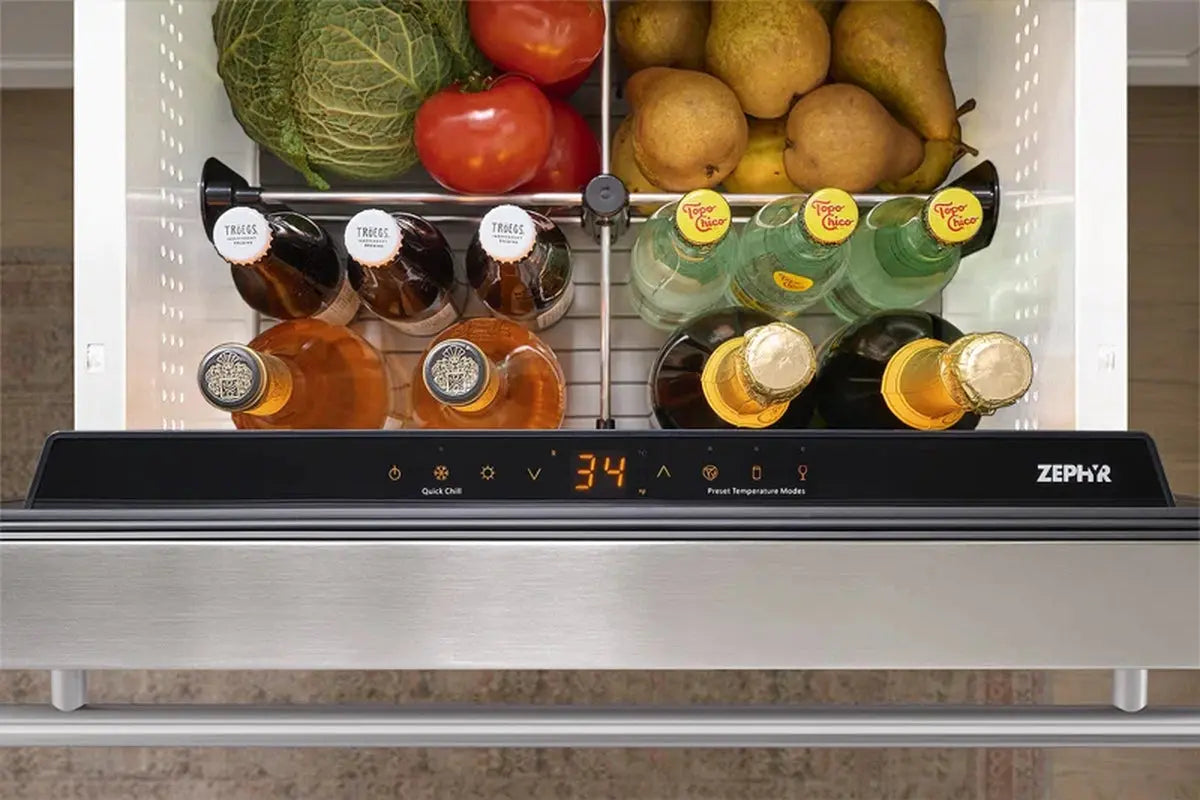 Zephyr Presrv 24" Stainless Steel Built-In Single Zone Refrigerator Drawers | Fridge.com