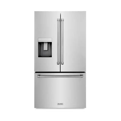 Zline 36 In. 28.9 Cu. Ft. Standard-Depth French Door External Water Dispenser Refrigerator with Dual Ice Maker in Fingerprint Resistant | Fridge.com