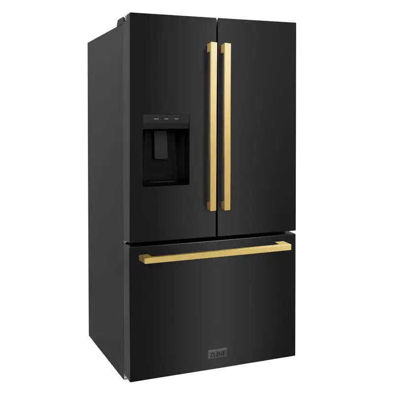 Zline 36 In. 28.9 Cu. Ft. Standard-Depth French Door External Water Dispenser Refrigerator with Dual Ice Maker in Fingerprint Resistant | Fridge.com