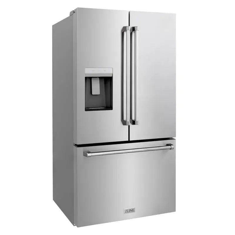 Zline 36 In. 28.9 Cu. Ft. Standard-Depth French Door External Water Dispenser Refrigerator with Dual Ice Maker in Fingerprint Resistant | Fridge.com