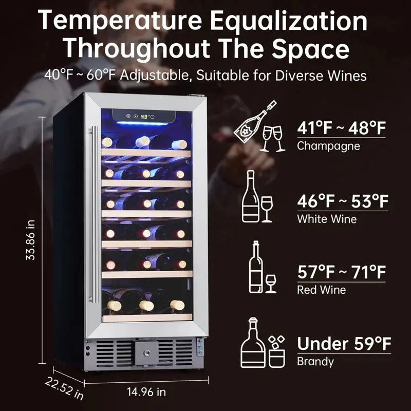 Zstar 14.96'' 30 Bottle Single Zone Wine Refrigerator | Fridge.com