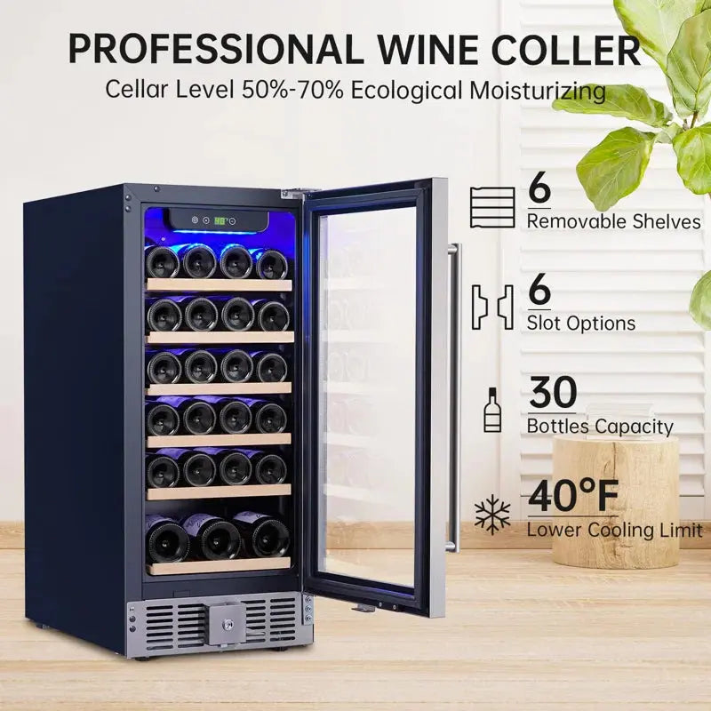 Zstar 14.96'' 30 Bottle Single Zone Wine Refrigerator | Fridge.com