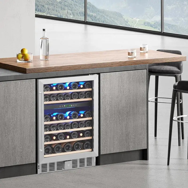 Zstar 23.42'' 52 Bottle Dual Zone Wine Refrigerator | Fridge.com