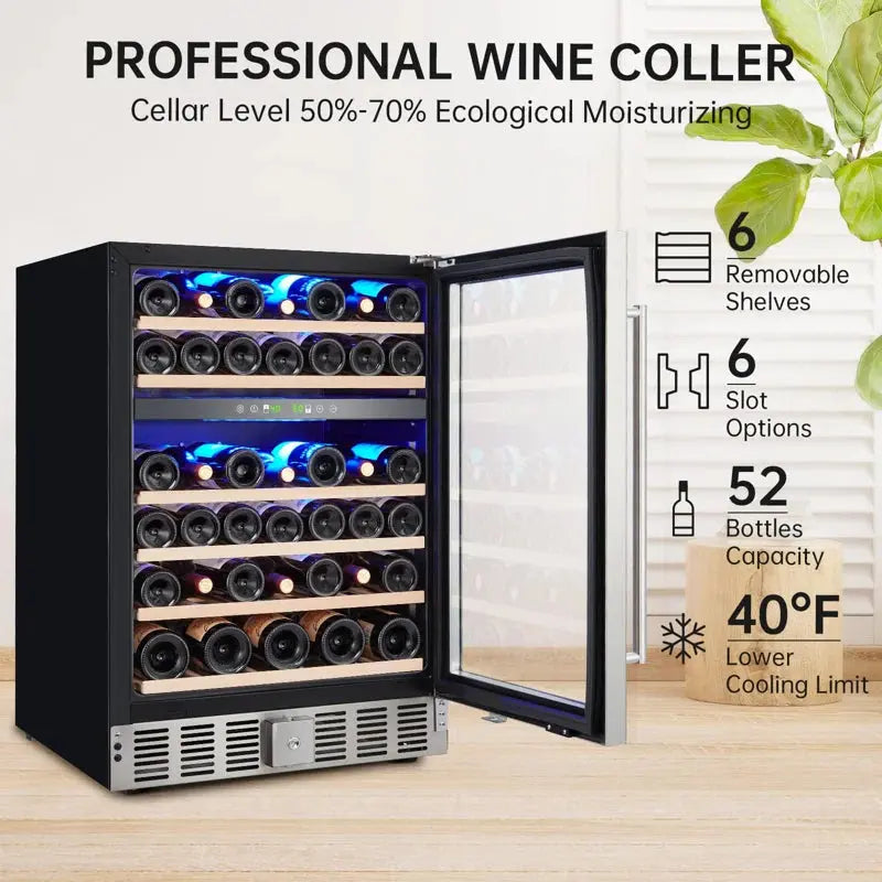 Zstar 23.42'' 52 Bottle Dual Zone Wine Refrigerator | Fridge.com