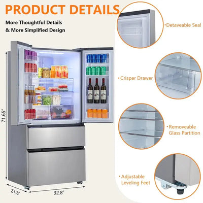 Zstar 33" 18.8 Cubic Feet French Door Refrigerator | Fridge.com