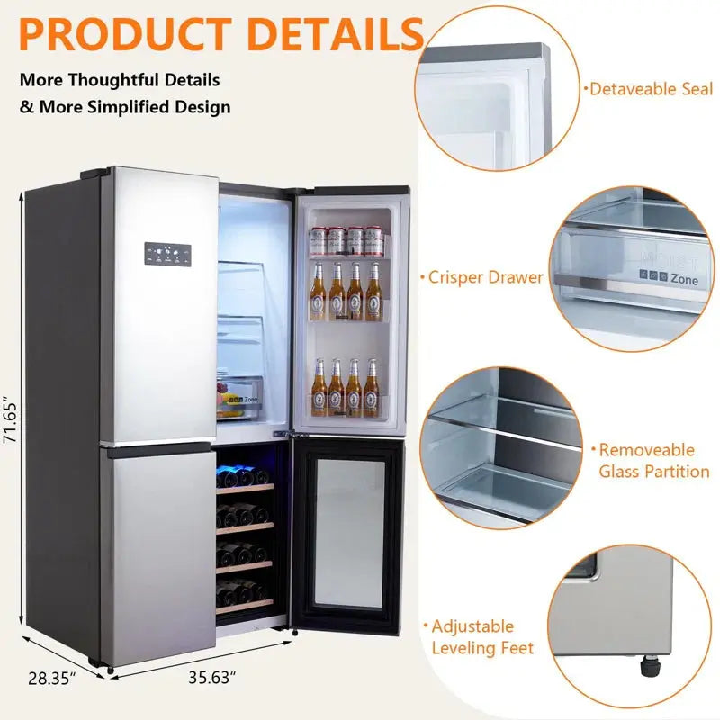 Zstar 36" 21 Cubic Feet French Door Refrigerator | Fridge.com