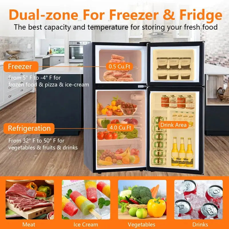 Zstar Retro 4.5 Cubic Feet Freestanding Mini Fridge | Fridge.com