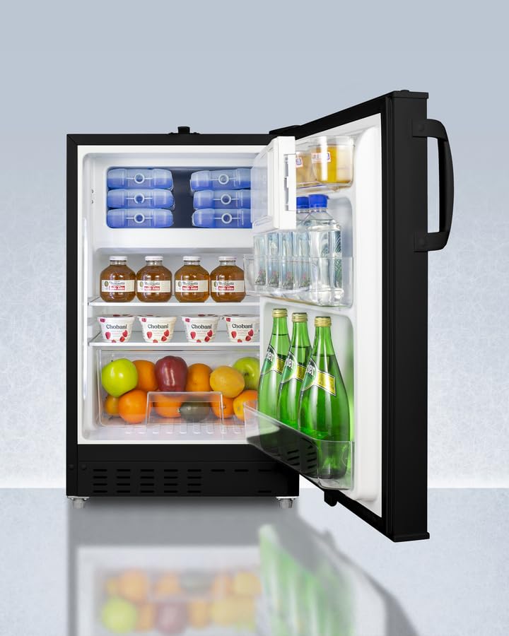 Accucold 20" Refrigerator - Freezer, Built-In, Undercounter, Breakroom, General Purpose, 2.68 cu.ft. Capacity, ADA Compliant, Black - ADA302BRFZLHD (Left Handed Door Swing) - View 2 | Fridge.com