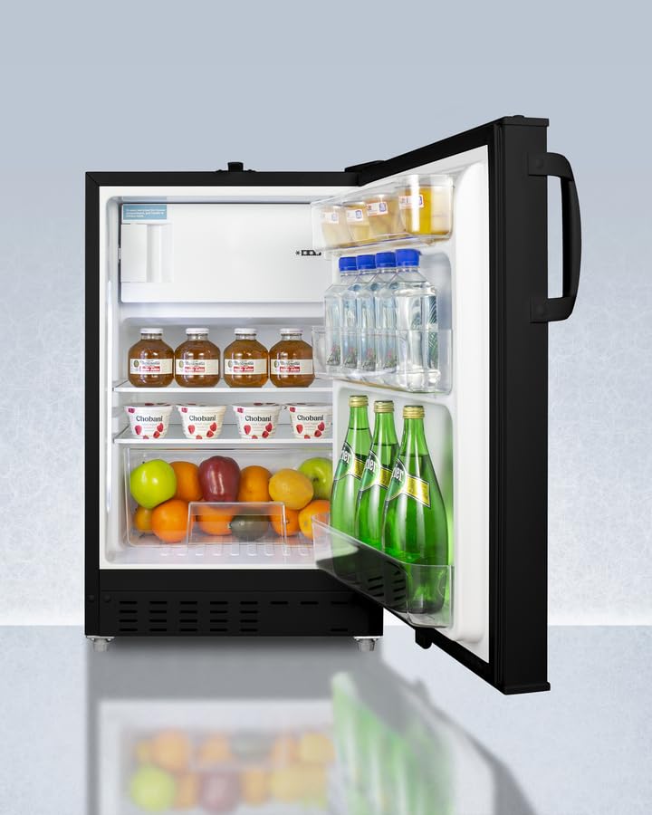 Accucold 20" Refrigerator - Freezer, Built-In, Undercounter, Breakroom, General Purpose, 2.68 cu.ft. Capacity, ADA Compliant, Black - ADA302BRFZLHD (Left Handed Door Swing) - View 6 | Fridge.com