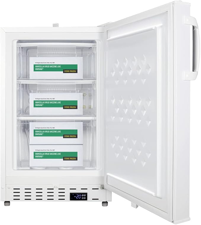 Summit Appliance Ada305af 20 Inch Wide Built-In Vaccine All-Freezer, ADA Compliant, Built-In Capable, Factory-Installed Lock, Adjustable Digital Thermostat, 3 Inch Thick Door, Manual Defrost, White - View 4 | Fridge.com