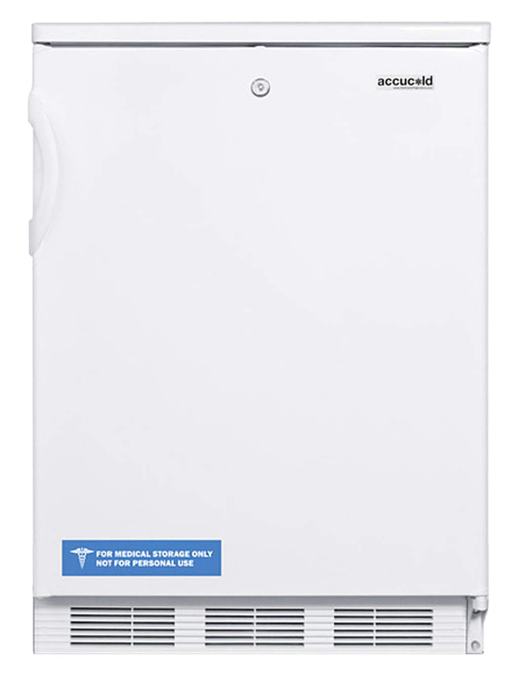 Summit Appliance FF7LWBI 24" Wide Built-In All-Refrigerator; 5.5 cu.ft; Automatic Defrost; Factory-installed Lock; Adjustable Shelves; Adjustable Thermostat; ETL-S Listed to NSF-7 Commercial Standards | Fridge.com