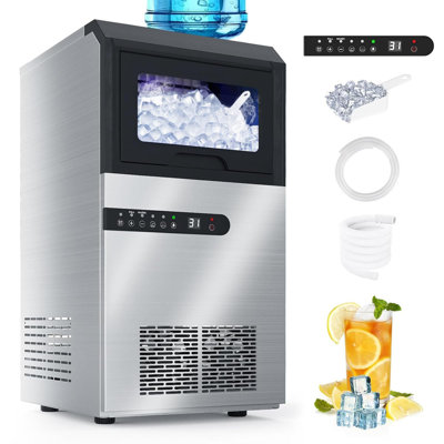 Advwin 100lbs/24h Stainless Steel Under Counter Built-in Freestanding Ice Maker Machine With 33lbs Storage Bin | Fridge.com