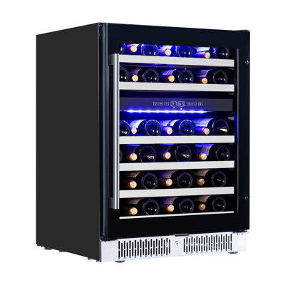 Akicon Wine Fridge, 24 Inch Wine Cooler With Temperature Memory Touchscreen, Double Uv Glass Door And Removable Shelves, Built-in/freestanding | Fridge.com
