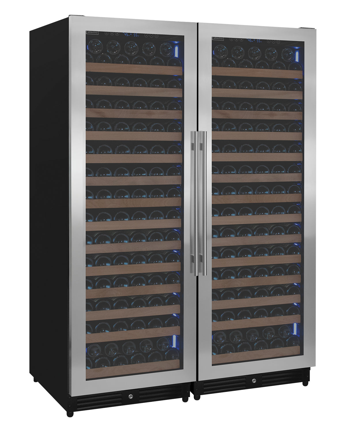 Allavino Reserva Series 326 Bottle 71" Tall Dual Zone Stainless Steel Side-By-Side Wine Refrigerator - View 2 | Fridge.com