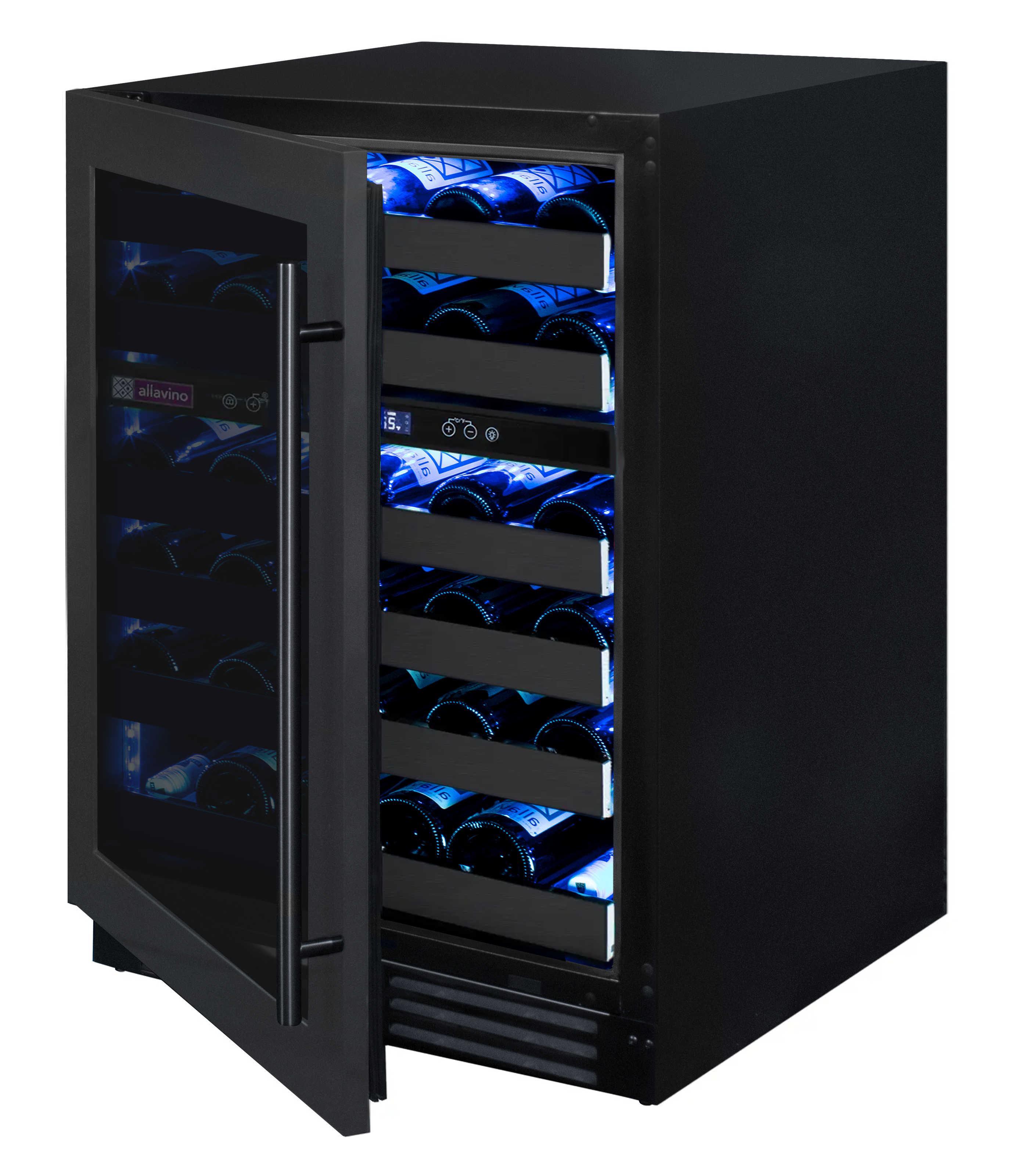 Allavino Reserva Series 50 Bottle Dual Zone Undercounter Wine Cooler Refrigerator With Black Stainless Steel Door - View 3 | Fridge.com