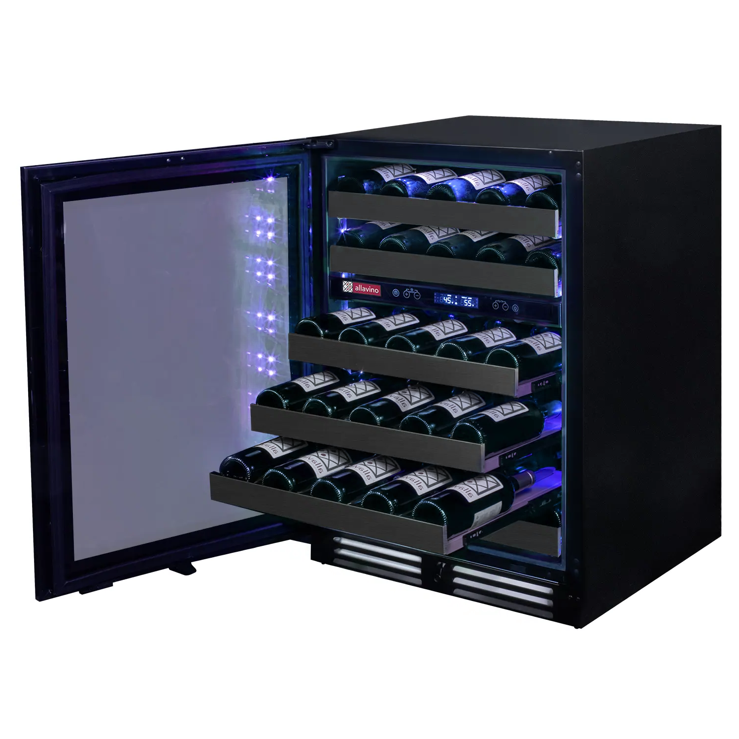 Allavino Reserva Series 50 Bottle Dual Zone Undercounter Wine Cooler Refrigerator With Black Stainless Steel Door - View 4 | Fridge.com