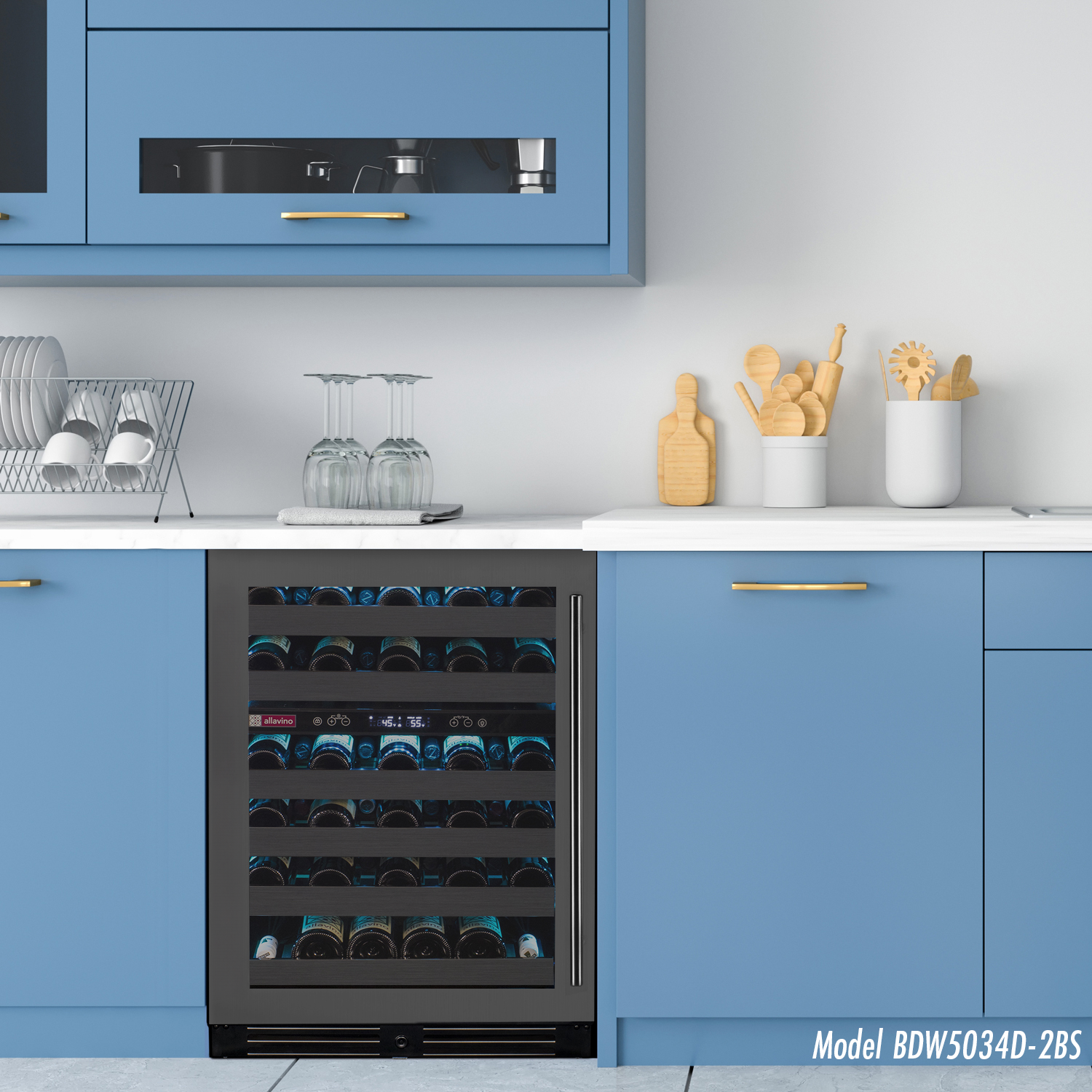 Allavino Reserva Series 50 Bottle Dual Zone Undercounter Wine Cooler Refrigerator With Black Stainless Steel Door - View 5 | Fridge.com