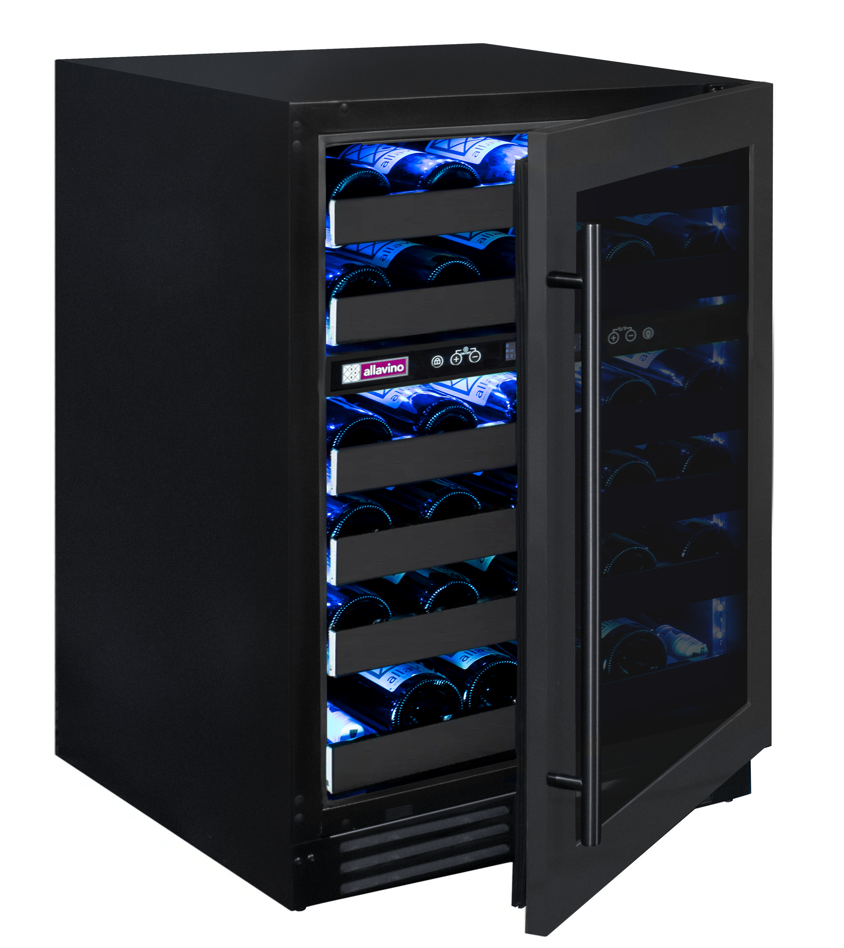 Allavino Reserva Series 50 Bottle Dual Zone Undercounter Wine Cooler Refrigerator with Black Stainless Steel Door - Right Hinge | Fridge.com
