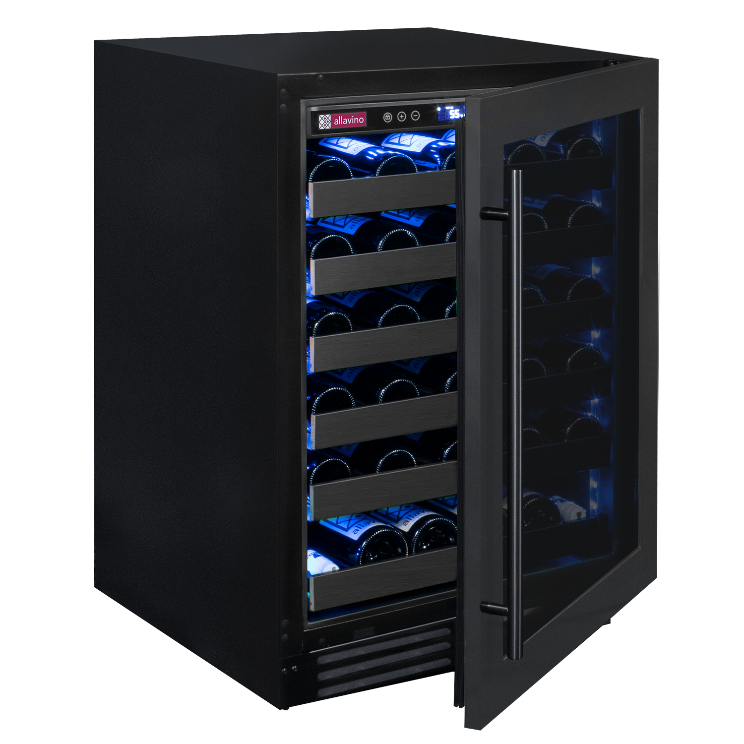 Allavino Reserva Series 50 Bottle Single Zone Built-in Luxury Wine Refrigerator with Black Stainless Steel Door - Right Hinge | Fridge.com