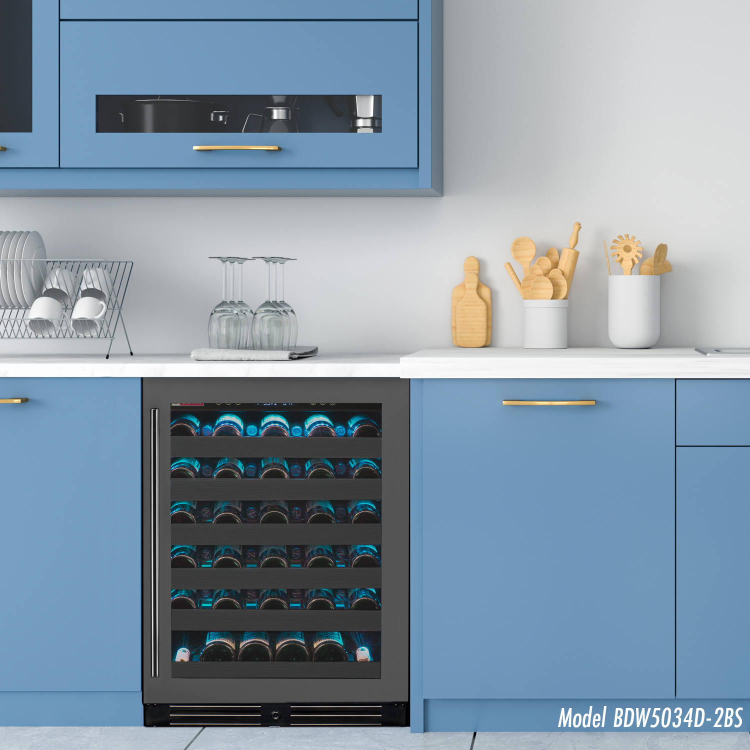 Allavino Reserva Series 50 Bottle Single Zone Built-in Luxury Wine Refrigerator with Black Stainless Steel Door - Right Hinge | Fridge.com