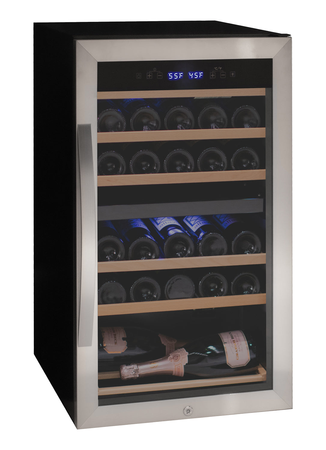 Allavino Cascina Series 28 Bottle Dual Zone Freestanding Wine Cooler Refrigerator With Stainless Steel Door - View 2 | Fridge.com