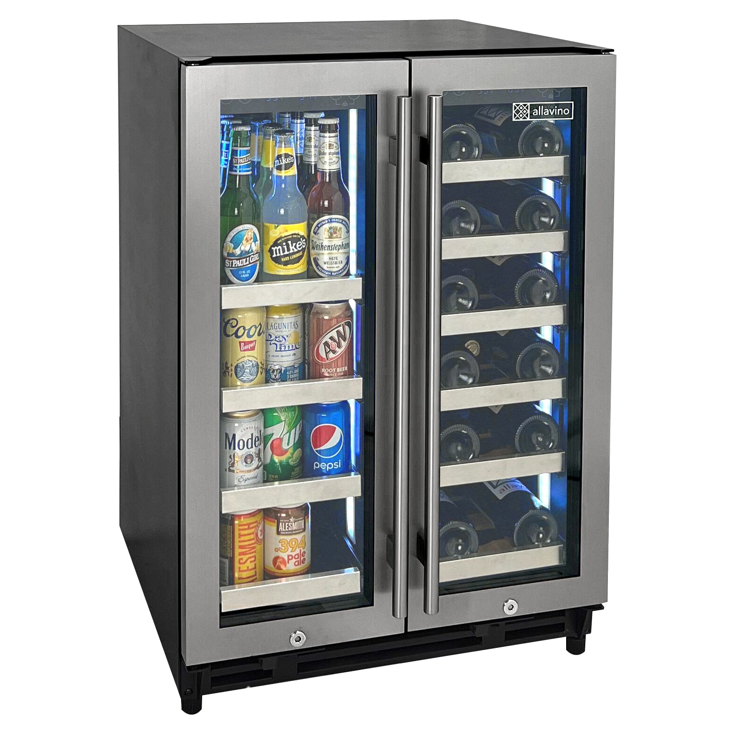 Allavino Reserva Series 24" Wide Two Door Stainless Steel Wine Refrigerator/Beverage Center - View 2 | Fridge.com