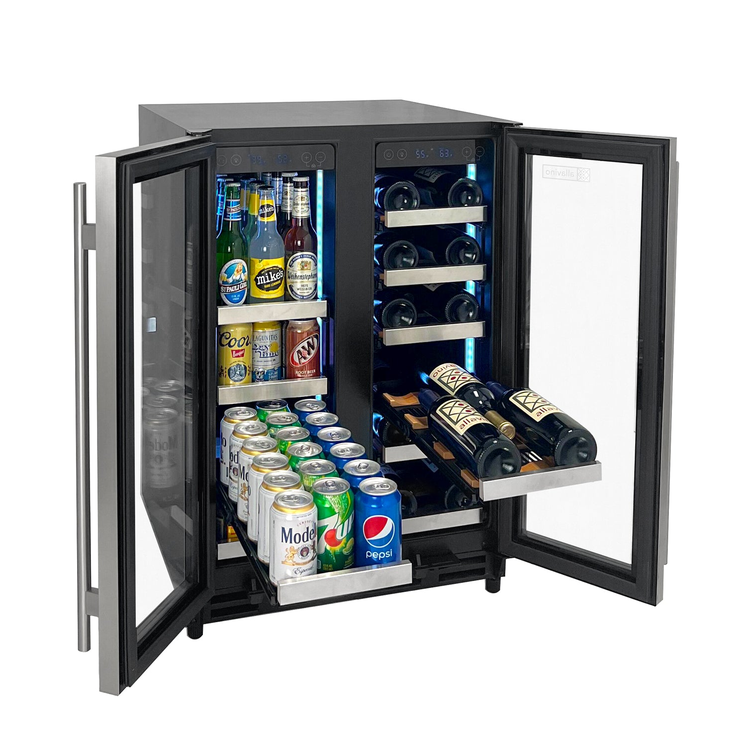 Allavino Reserva Series 24" Wide Two Door Stainless Steel Wine Refrigerator/Beverage Center - View 3 | Fridge.com