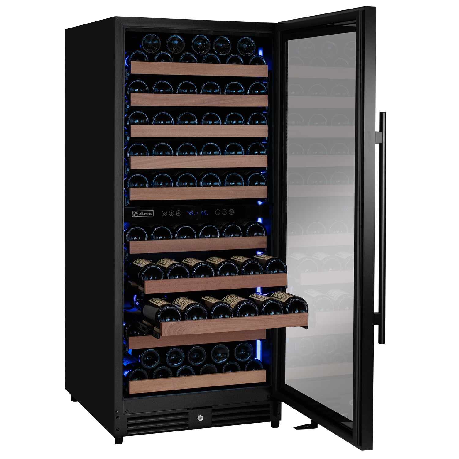 Allavino Reserva Series 119 Bottle 55" Semi Tall Dual Zone Right Hinge Black Metal Wine Refrigerator - View 3 | Fridge.com