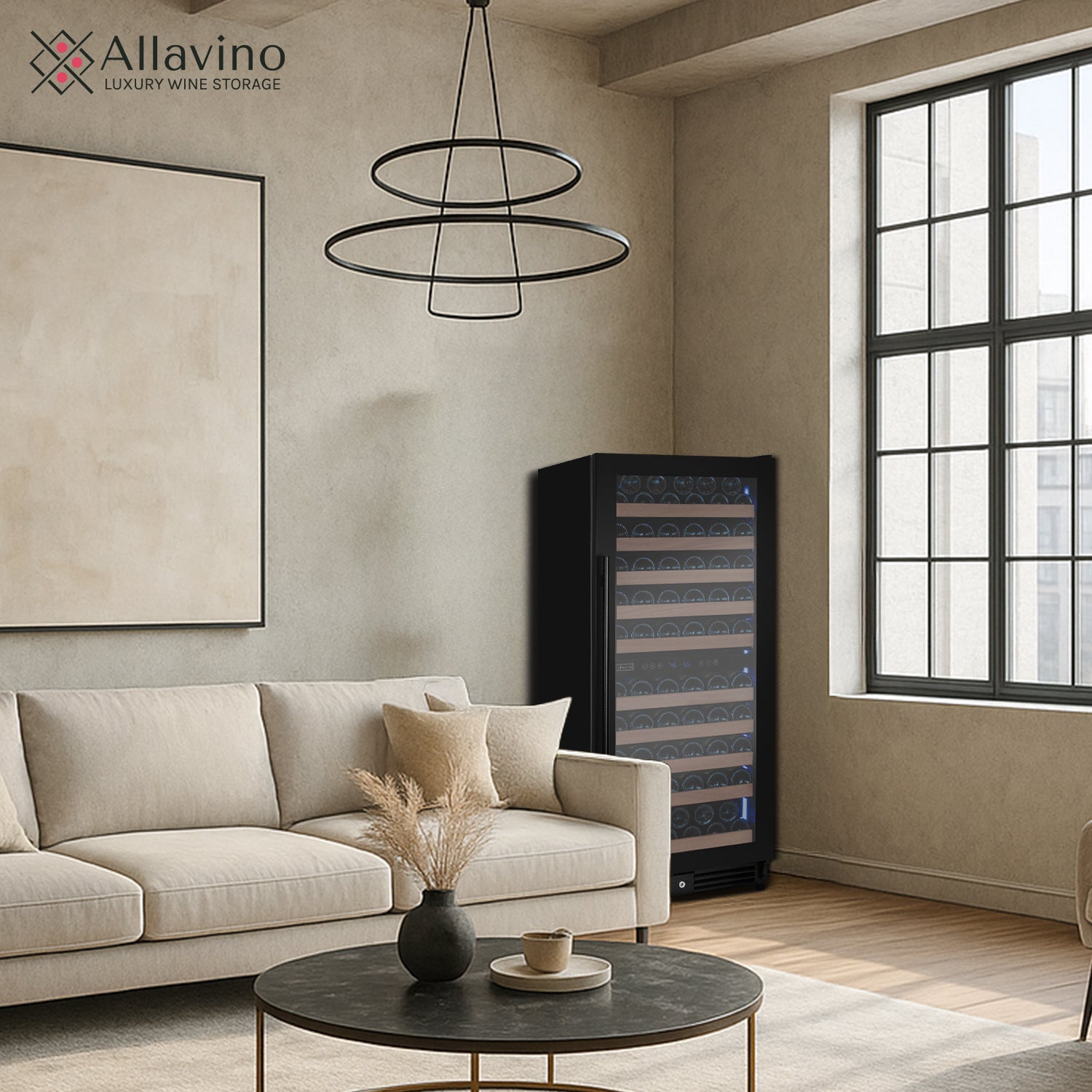 Allavino Reserva Series 119 Bottle 55" Semi Tall Dual Zone Right Hinge Black Metal Wine Refrigerator - View 4 | Fridge.com