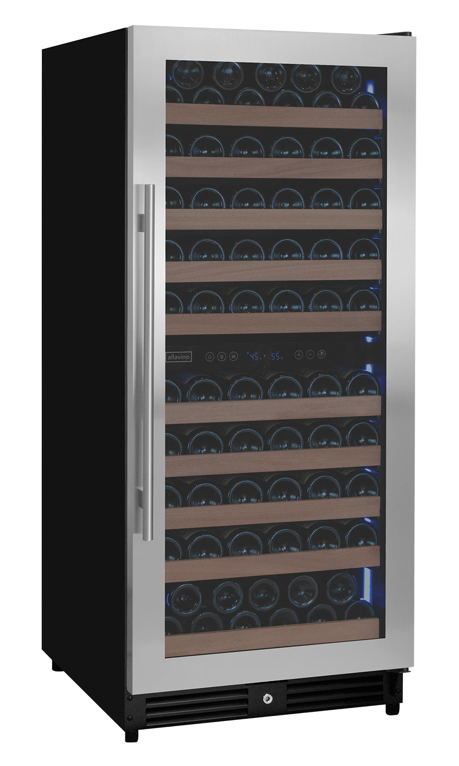 Allavino 119 Bottle 55" Tall Dual Zone Right Hinge Stainless Steel Wine Refrigerator - View 2 | Fridge.com