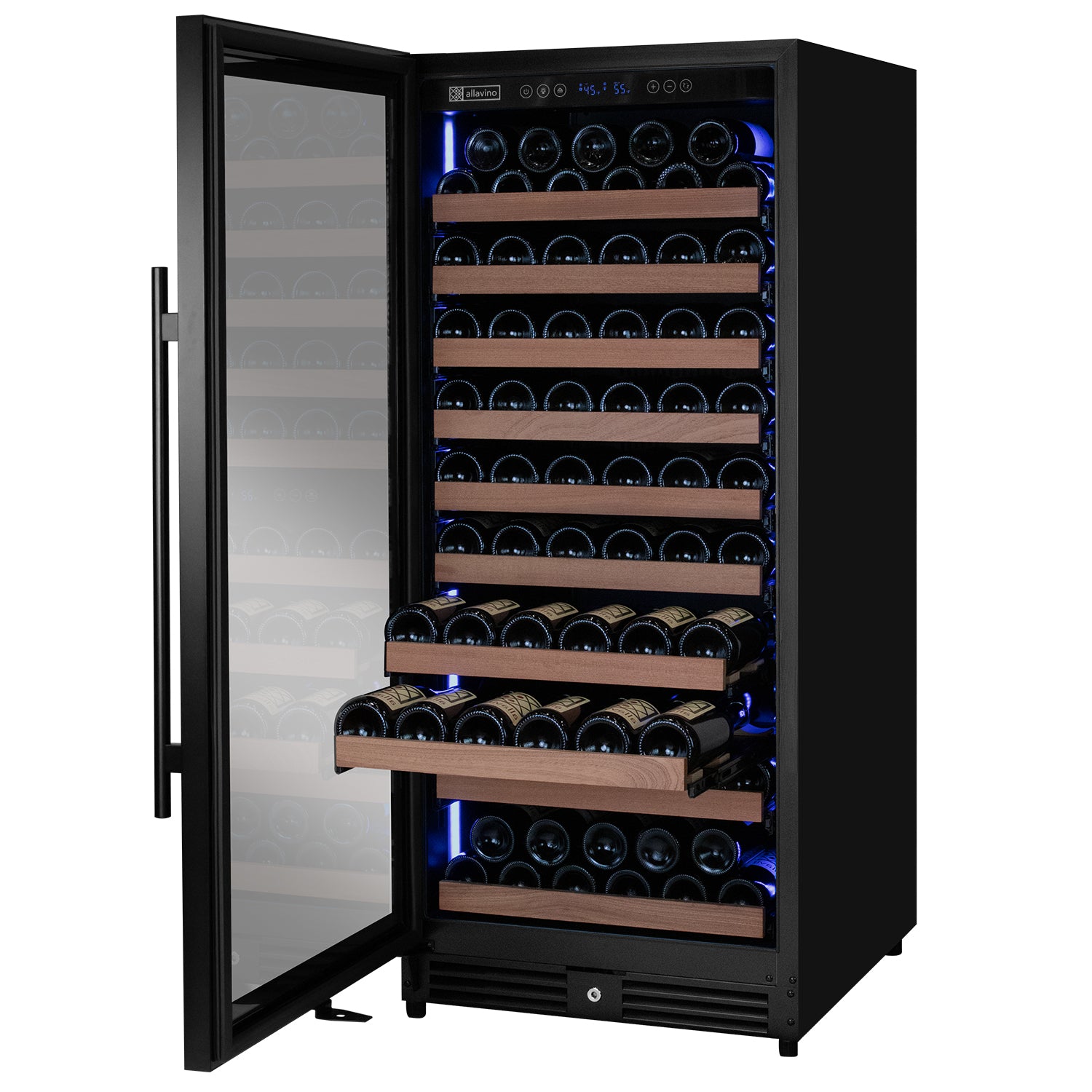 Reserva Series 119 Bottle 55" Semi Tall Single Zone Left Hinge Black Metal Wine Refrigerator | Fridge.com