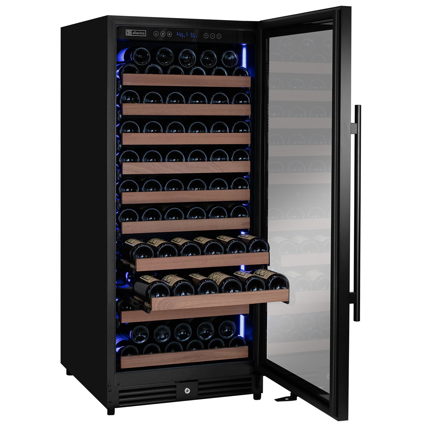 Reserva Series 119 Bottle 55" Semi Tall Single Zone Right Hinge Black Metal Wine Refrigerator — FIN-0009738 | Fridge.com