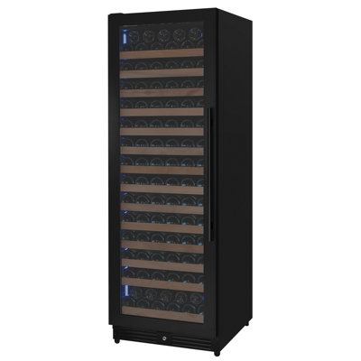 Reserva Series 163 Bottle 71" Tall Single Zone Left Hinge Black Metal Wine Cooler Refrigerator | Fridge.com