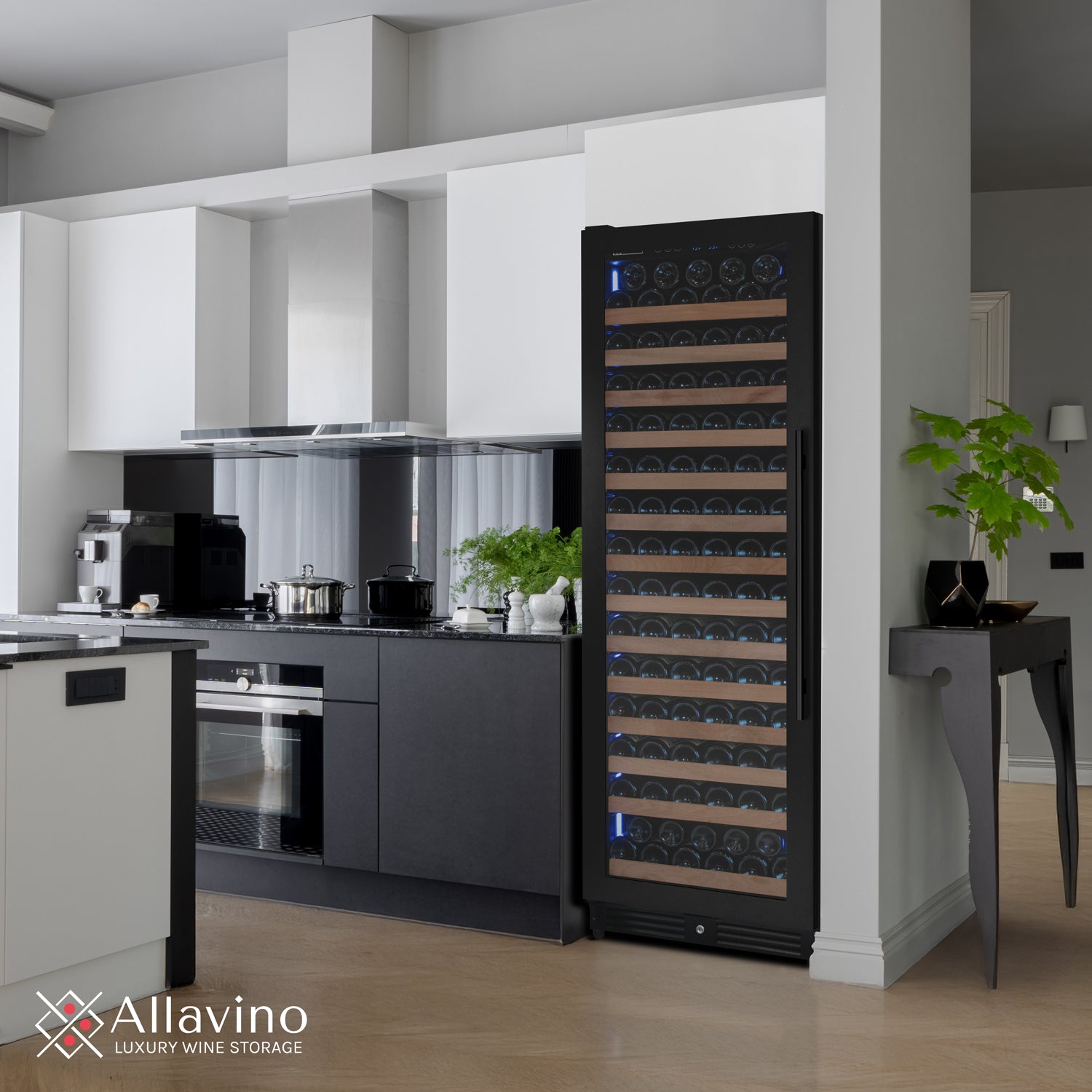 Reserva Series 163 Bottle 71" Tall Single Zone Left Hinge Black Metal Wine Cooler Refrigerator - View 4 | Fridge.com