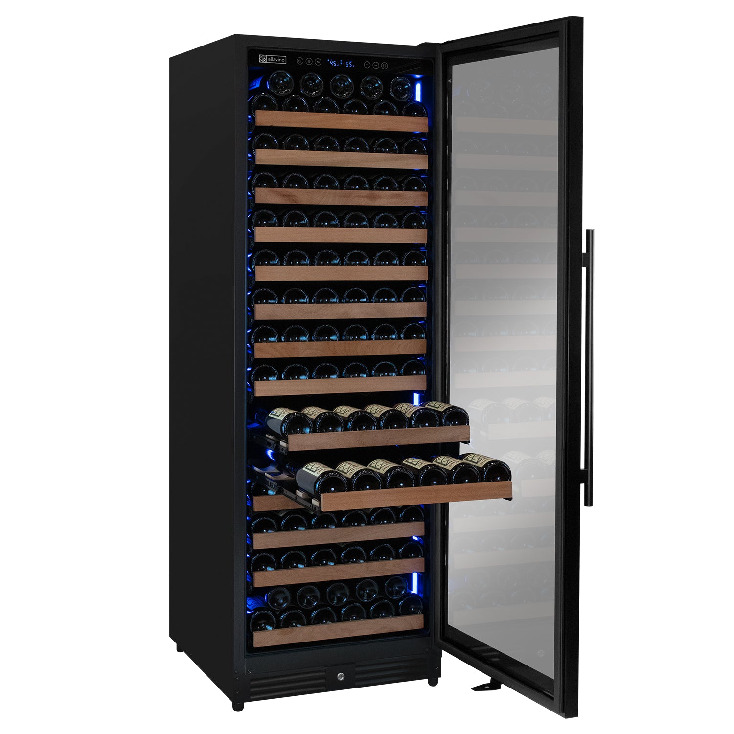 Reserva Series 163 Bottle 71" Tall Single Zone Right Hinge Black Metal Wine Cooler Refrigerator - View 3 | Fridge.com