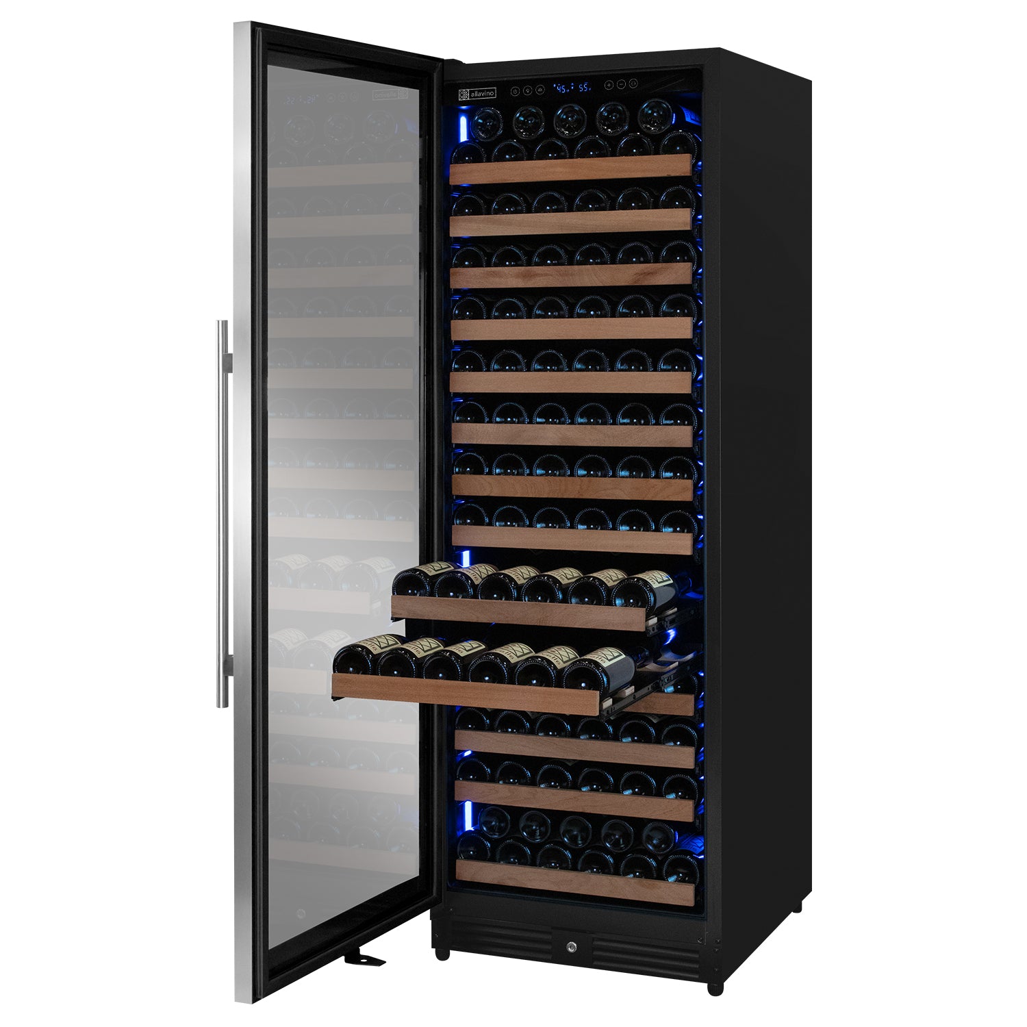 Allavino Reserva Series 163 Bottle 71" Tall Single Zone Left Hinge Stainless Steel Wine Refrigerator - View 3 | Fridge.com