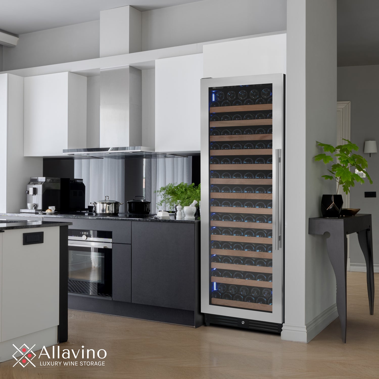 Allavino Reserva Series 163 Bottle 71" Tall Single Zone Left Hinge Stainless Steel Wine Refrigerator - View 4 | Fridge.com