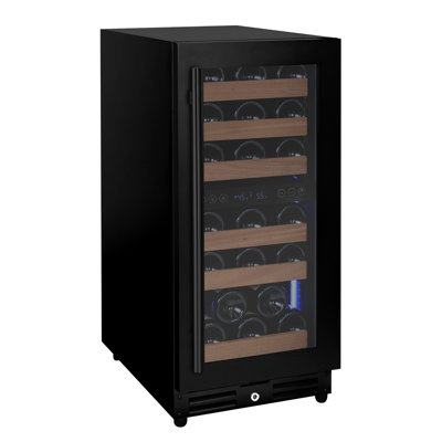 Allavino 15" Wide Reserva Series 30 Bottle Dual Zone Black Right Hinge Wine Refrigerator - View 1 | Fridge.com