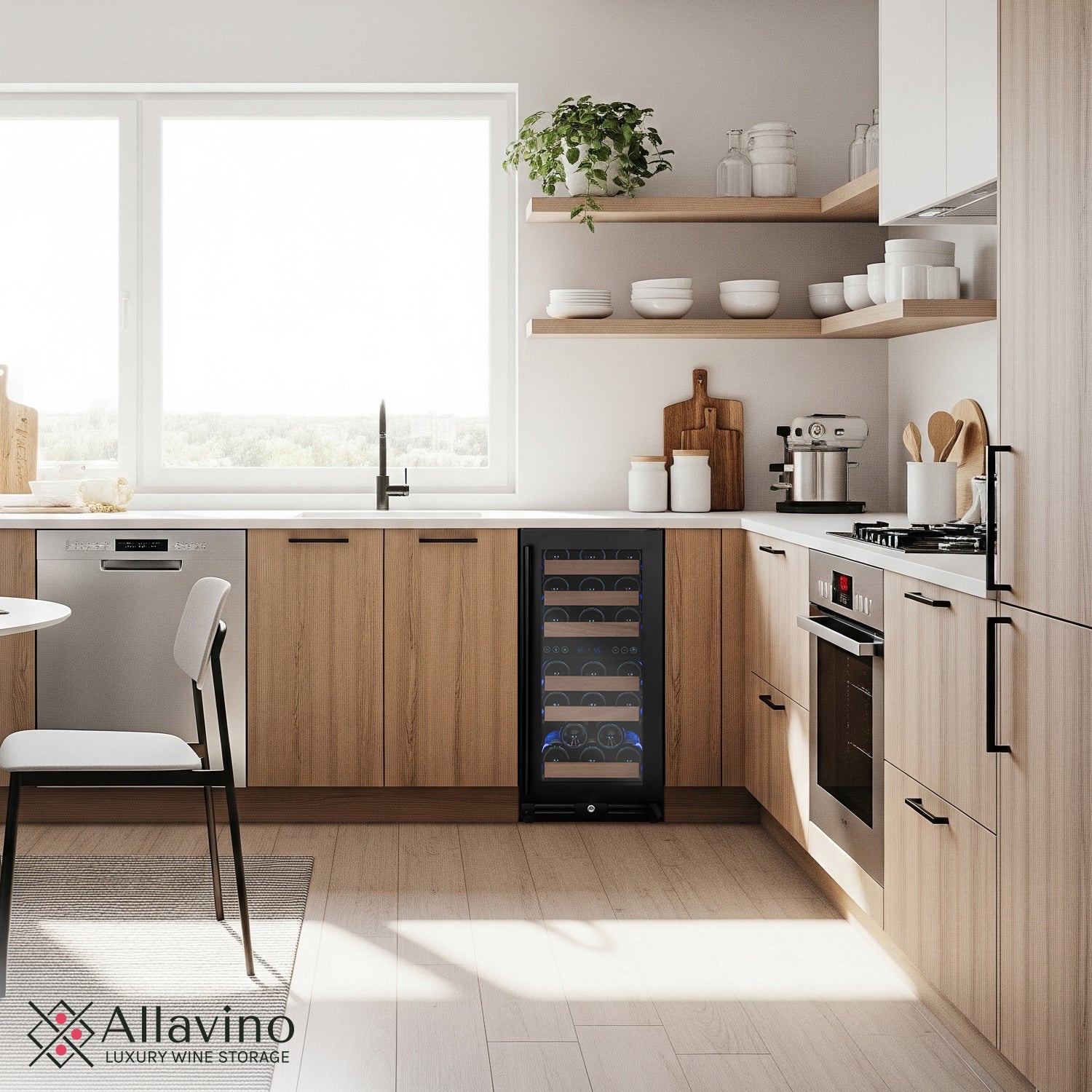 Allavino 15" Wide Reserva Series 30 Bottle Dual Zone Black Right Hinge Wine Refrigerator - View 4 | Fridge.com